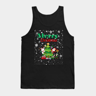 Merry Christmas, Santa, Elf, Snowman Design Tank Top